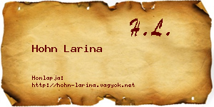 Hohn Larina névjegykártya